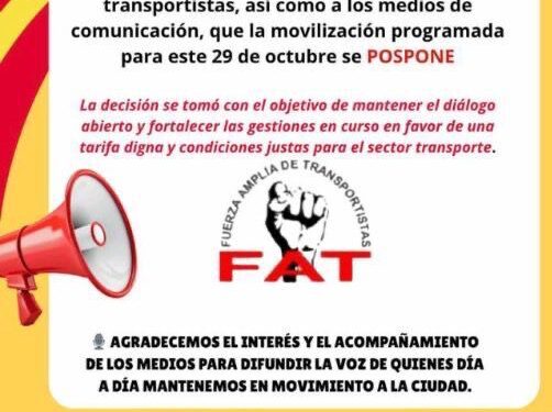 Transportistas de la FAT posponen bloqueos y aceptan reunión para el viernes